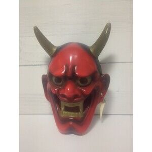 Vintage Ceramic Devil Demon Hannya Mask Wall Decor